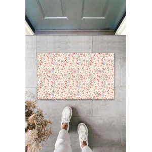 Dijital Baskı Pembe Küçük Çiçek Kapı Paspası K-3101