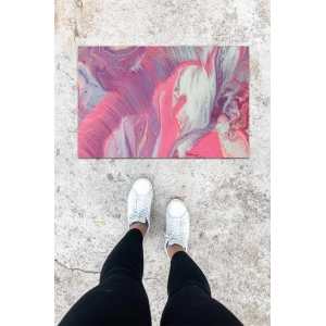 Dijital Baskı Renkli Ebru Desen Kapı Önü Paspası K-1038