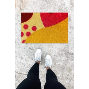 Dijital Baskı Sarı-Pembe Hasır Desen Kapı Önü Paspası K-1022