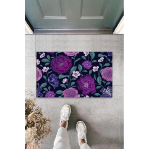 Dijital Büyük Çiçekler Mor Kapı Paspası Dış Mekan Paspas K-3067