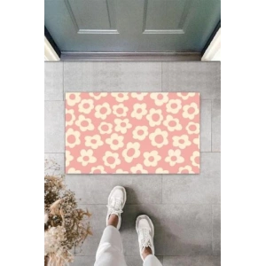 Dijital Çiçek Pembe Kapı Paspası Dış Mekan Paspas K-3125