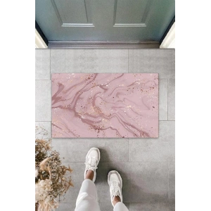 Dijital Modern Dalgalı Koyu Pembe Kapı Paspası Dış Mekan Paspas K-3118