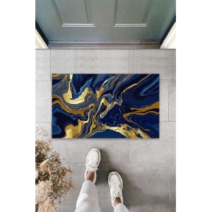 Dijital Modern Dalgalı Lacivert Kapı Paspası Dış Mekan Paspas K-3102