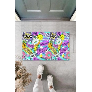 Dijital Wow Boom Renkli Kapı Paspası Dış Mekan Paspas K-3055