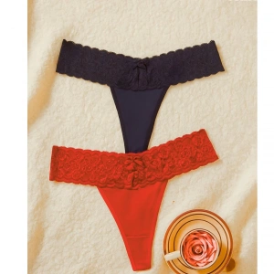 Dropcek Büyük Beden Kadın 2li Dantelli Seksi Tanga TG270053B