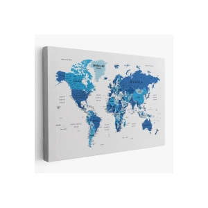 Dünya Haritası Dekoratif Kanvas Tablo Son Derece Detaylı ve Eğitici 1573