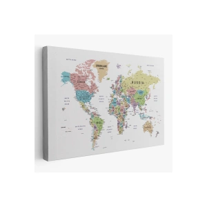 Dünya Haritası Dekoratif Kanvas Tablo Son Derece Detaylı ve Eğitici 1587
