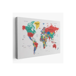 Dünya Haritası Dekoratif Kanvas Tablo Son Derece Detaylı ve Eğitici 1591