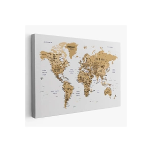 Dünya Haritası Dekoratif Kanvas Tablo Son Derece Detaylı ve Eğitici 1595