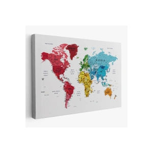 Dünya Haritası Dekoratif Kanvas Tablo Son Derece Detaylı ve Eğitici 1597