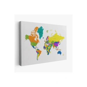 Dünya Haritası Detaylı Dekoratif Kanvas Tablo 1054