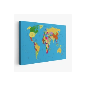 Dünya Haritası Detaylı Dekoratif Kanvas Tablo 1058