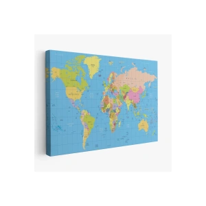 Dünya Haritası Meridyenli  Dekoratif Kanvas Tablo 1068