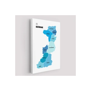 Edirne  İli ve İlçeler Haritası  Dekoratif Kanvas Tablo 1329