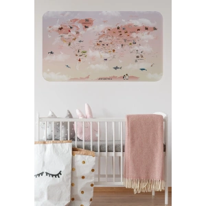 Eğitici Dünya Haritası Dünya Atlası Çocuk ve Bebek Odası Duvar Sticker -60x105-3799