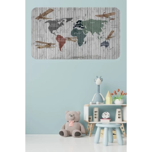 Eğitici Dünya Haritası Dünya Atlası Çocuk ve Bebek Odası Duvar Sticker -60x105-3804