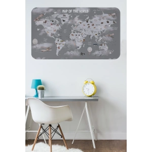 Eğitici Dünya Haritası Dünya Atlası Çocuk ve Bebek Odası Duvar Sticker -60x105-3811