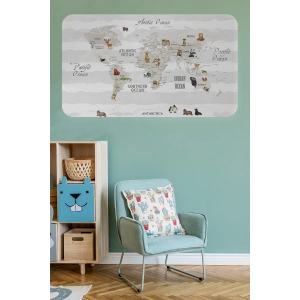 Eğitici Dünya Haritası Dünya Atlası Çocuk ve Bebek Odası Duvar Sticker -60x105-3812