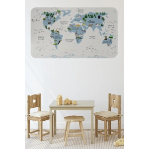 Eğitici Dünya Haritası Dünya Atlası Çocuk ve Bebek Odası Duvar Sticker -60x105-3815