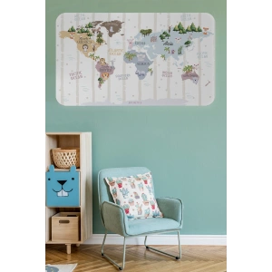 Eğitici Dünya Haritası Dünya Atlası Çocuk ve Bebek Odası Duvar Sticker -60x105-3825