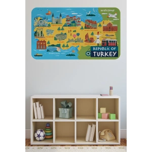 Eğitici ve Öğretici Cocuk Odası Türkiye Haritası Duvar Sticker-60x105-3871