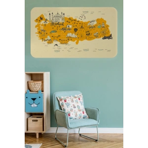 Eğitici ve Öğretici Cocuk Odası Türkiye Haritası Duvar Sticker-60x105-3872