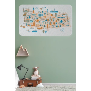 Eğitici ve Öğretici Cocuk Odası Türkiye Haritası Duvar Sticker-60x105-3875