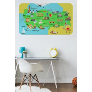 Eğitici ve Öğretici Cocuk Odası Türkiye Haritası Duvar Sticker-60x105-3876