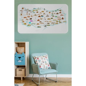 Eğitici ve Öğretici Cocuk Odası Türkiye Haritası Duvar Sticker-60x105-3880