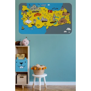 Eğitici ve Öğretici Cocuk Odası Türkiye Haritası Duvar Sticker-60x105-3881