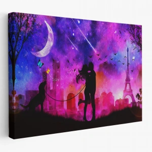 Eyfel Kulesi Önünde Öpüşen Çift Duvar Tablosu-1224