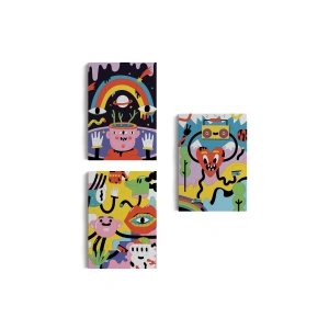 Eylenceli Genç Odası Dekoratif Duvar Tablosu Üçlü Set-EÖ-114