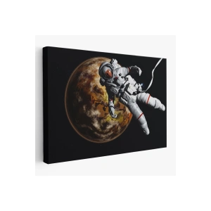 Gezegenin Arka Planındaki Astronot Kanvas Duvar Tablosu-1182