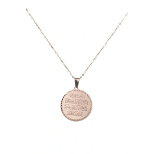 Gümüş Renk Ayetel Kürsi ve Nazar Duası Yazılı Çelik Kolye Paslanmaz Kararmaz Zincir