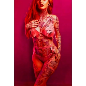 Harness Kırmızı Fantezi Aşk Serisi Bel Kemeri Sütyen