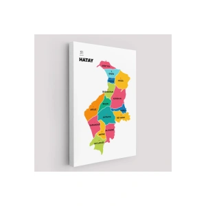 Hatay  İli ve İlçeler Haritası  Dekoratif Kanvas Tablo 1354