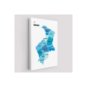 Hatay  İli ve İlçeler Haritası  Dekoratif Kanvas Tablo 1356