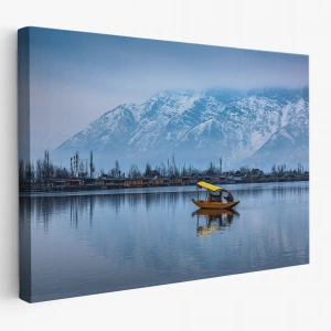 Hindistan Srinagar Dal Gölü Kış Manzara Tablosu-1244