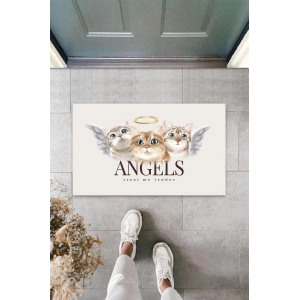 Home Beyaz Kapı Önü Paspası Angels Kediler Desen  K-3343
