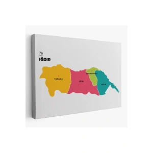 Iğdır  İli ve İlçeler Haritası  Dekoratif Kanvas Tablo 1357