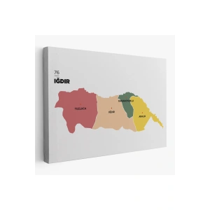 Iğdır  İli ve İlçeler Haritası  Dekoratif Kanvas Tablo 1358