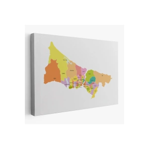 İstanbul İlçeler Haritası Dekoratif Kanvas Tablo 1017