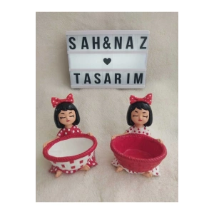 Kahve Yanı Sunumluk Lokumcu Kız 2li Takım