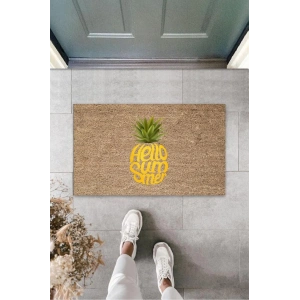 Kahverengi Kapı Önü Paspası Hello Summer Ananas Desen  K-3263