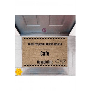 Kapı Önü Paspası Dekoratif Dijital Baskı Cafe P-2554