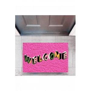 Kapı Önü Paspası Dekoratif Dijital Baskı Welcome P-2343