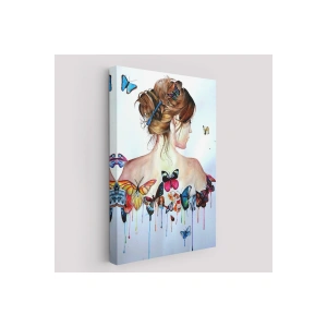 Kelebek Detaylı Güzel Kadın Tablosu-6330