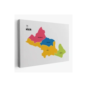 Kilis İli ve İlçeler Haritası  Dekoratif Kanvas Tablo 1388