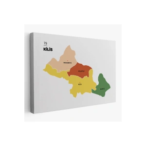 Kilis İli ve İlçeler Haritası  Dekoratif Kanvas Tablo 1389