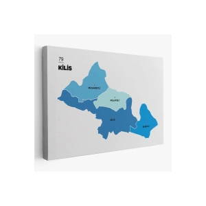 Kilis İli ve İlçeler Haritası  Dekoratif Kanvas Tablo 1390